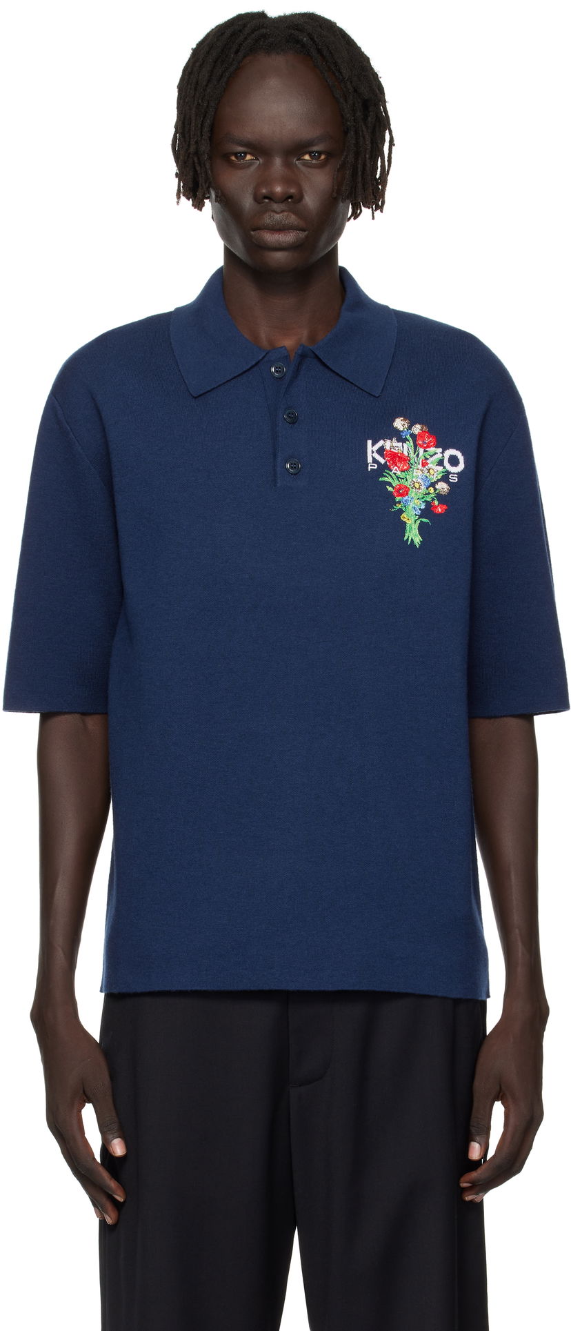 Сорочка поло KENZO Kenzo 'KENZO Archive Bouquet' Embroidered Polo Shirt темно-синій | FF65PO7633BG