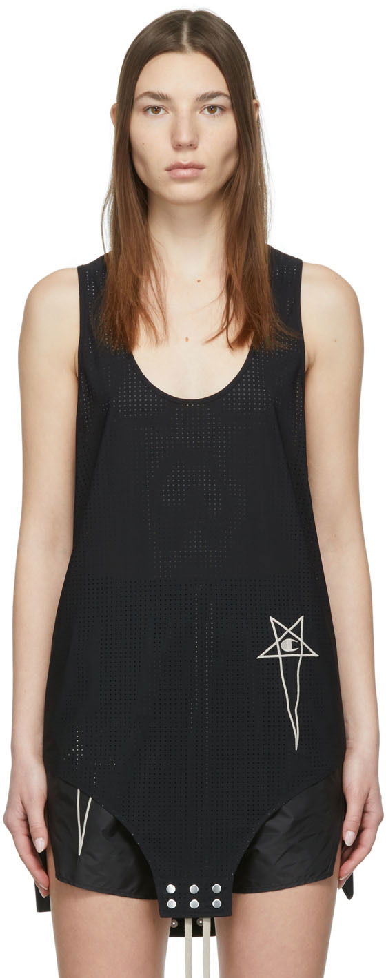 Безрукавка Rick Owens Basketball Perforated Tank Top чорний | CW01B5379 CHNET