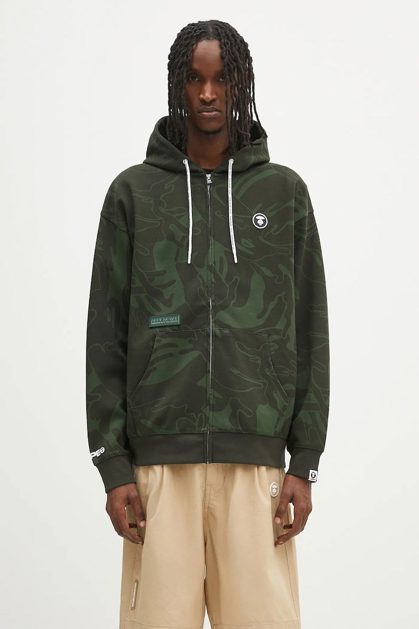 Світшоти AAPE by A Bathing Ape AAPE Now Zip Up Hoodie Зелений | AAPSWMB326XXN