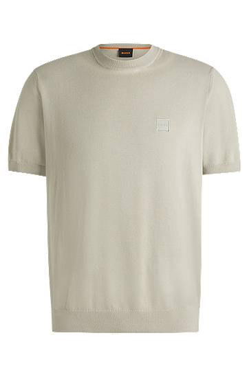 Cветр BOSS Cotton-Cashmere Knit T-Shirt бежевий | 50538267