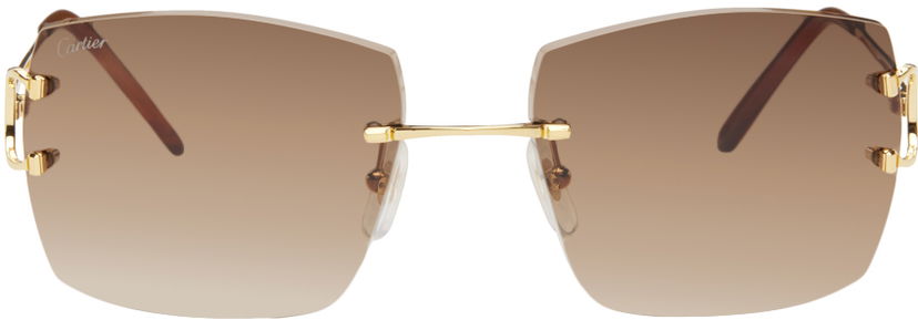 Сонцезахисні окуляри Cartier Rectangular Sunglasses бежевий | CT0009RS