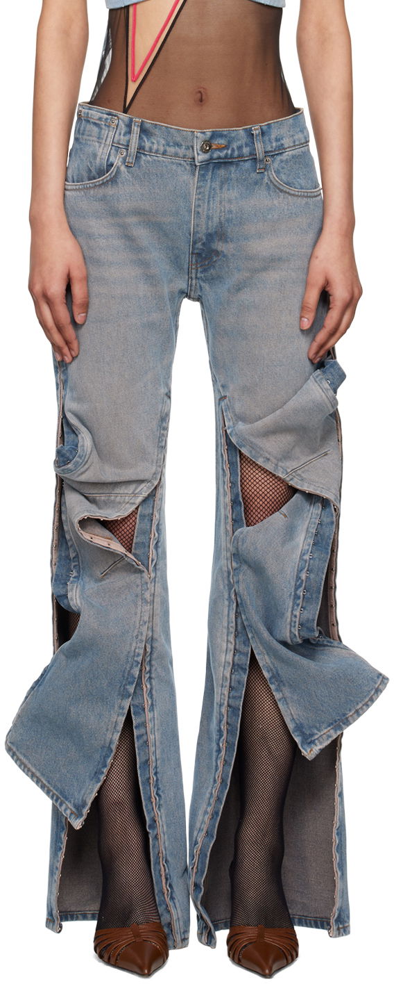 Джинси Y/PROJECT Blue Hook-Eye Jeans Синій | 107PA002