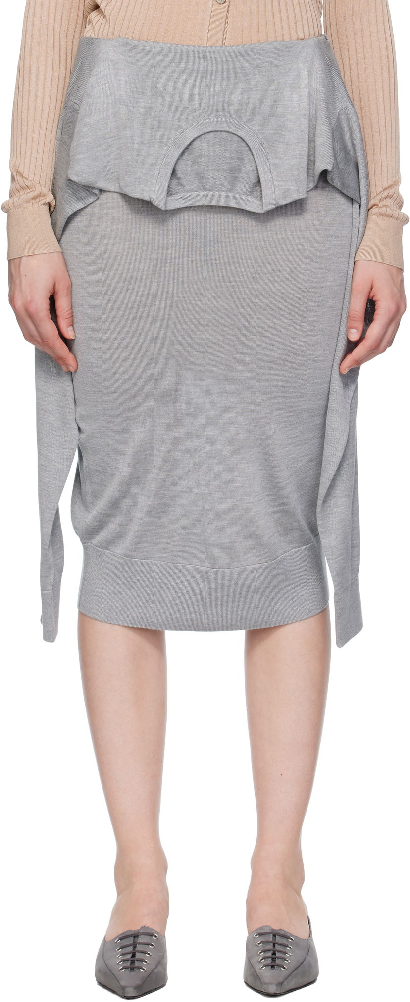 Спідниця Acne Studios Acne Studios Layered Midi Skirt Сірий | AF0527-