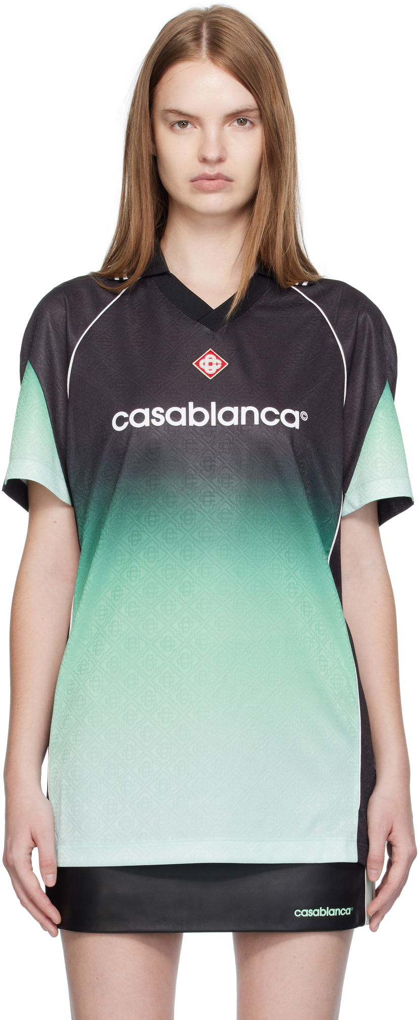 Футболка Casablanca Casablanca Gradient Monogram Jacquard Football T-shirt чорний | U-WPF25-JTP-375-01