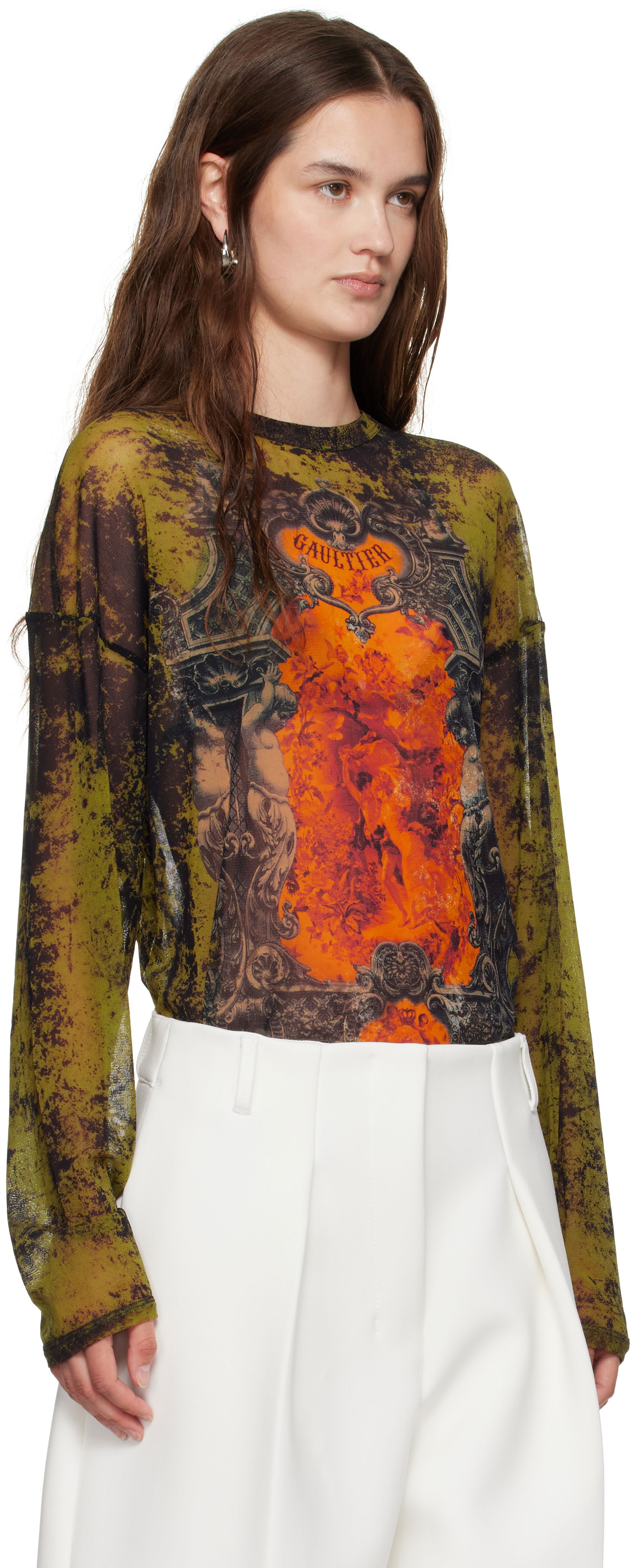 Футболка Jean Paul Gaultier Jean Paul Gaultier Oversized Medallion Graphic Top Зелений | 25/03-W-TO340-M006P-004115, 1