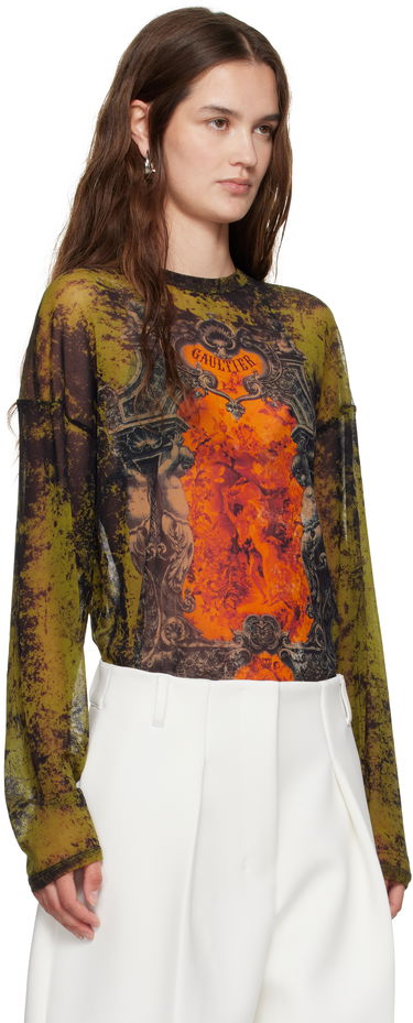 Футболка Jean Paul Gaultier Jean Paul Gaultier Oversized Medallion Graphic Top Зелений | 25/03-W-TO340-M006P-004115, 1