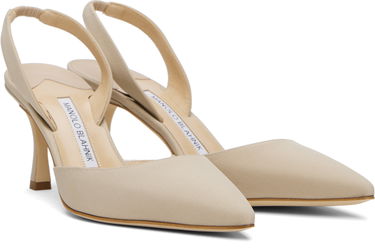 Аксесуари Manolo Blahnik Manolo Blahnik Carolyne 70 Slingback Heeled Sandals бежевий | 225-1891, 3