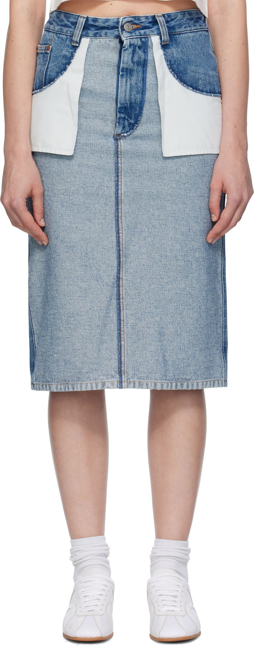 Спідниця Maison Margiela MM6 Maison Margiela Faded Denim Midi Skirt Синій | S52ME0024 M30018