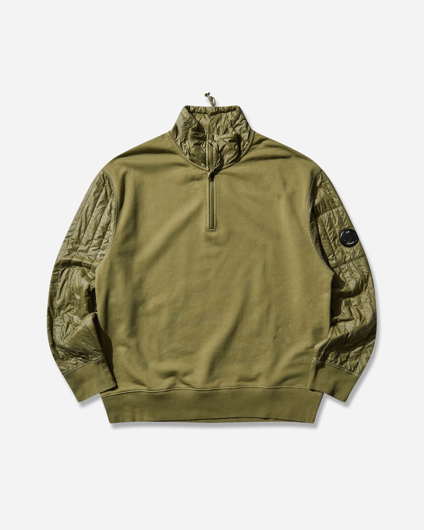 Світшоти C.P. Company Diagonal Raised Fleece Mixed Half Zip Sweatshirt Зелений | 19CMSS052A-005835M 652