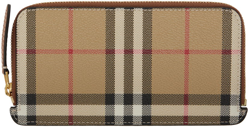 Гаманець Burberry Check Zip Card Holder бежевий | 8073978