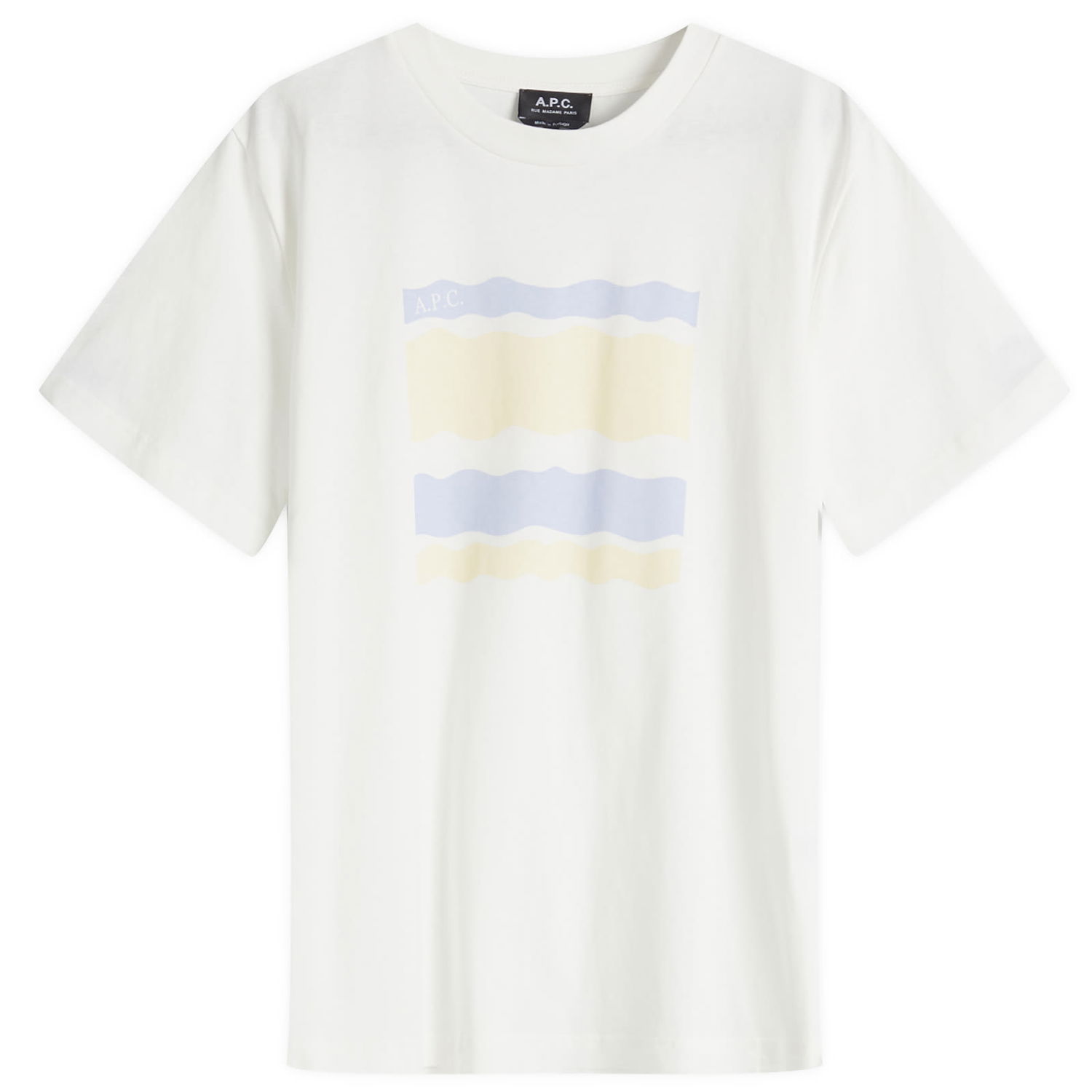 Футболка A.P.C. A.P.C. Malone Wave Print T-Shirt білий | COGCK-M26506-ALD, 1