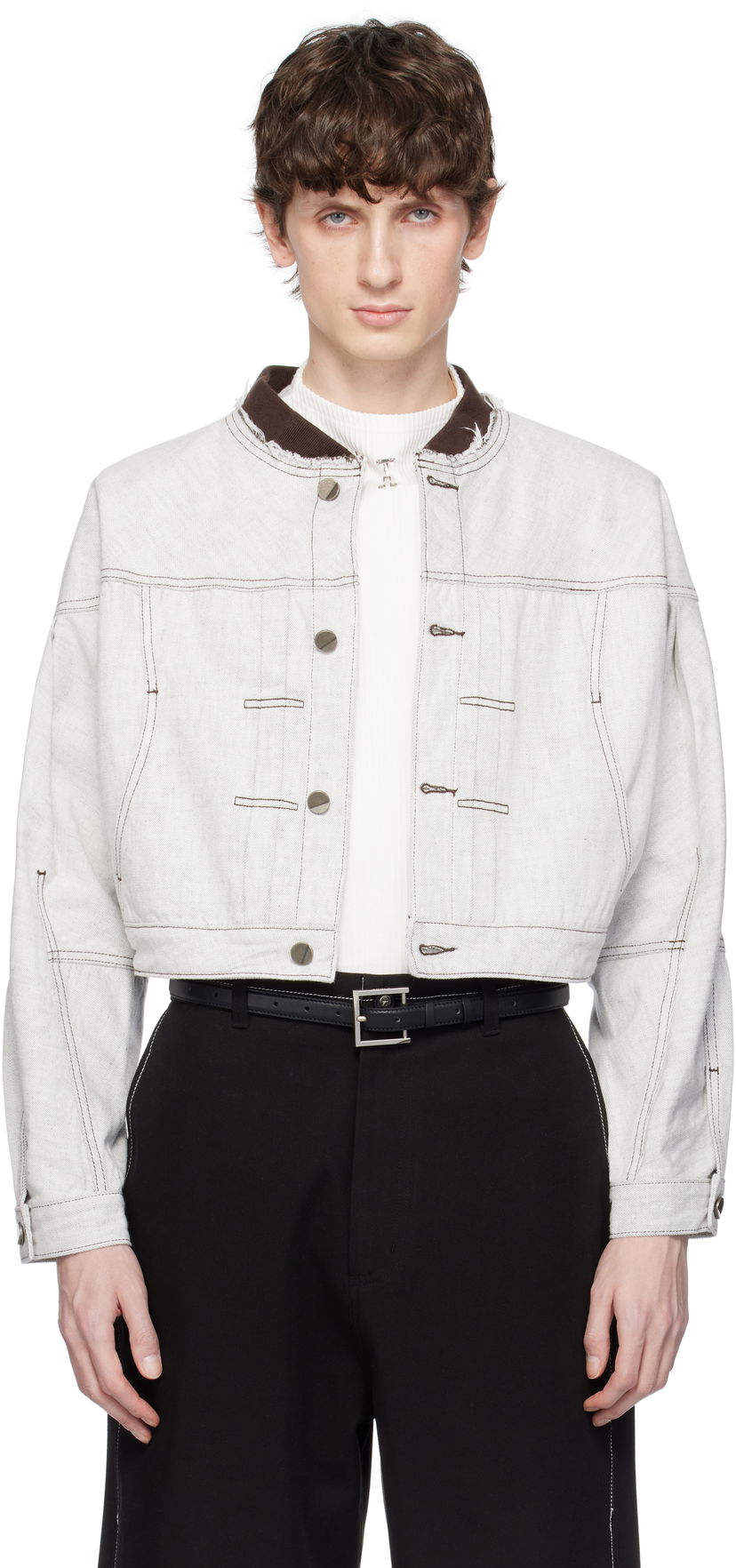 Куртка бомбер ADER ERROR ADER error Product. 21 Cropped Denim Jacket білий | BO01SSJK1601WH