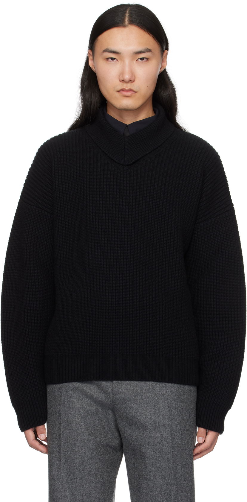 Cветр Bottega Veneta Veneta Wool & Cashmere Rib Turtleneck чорний | 812511V4VY01000