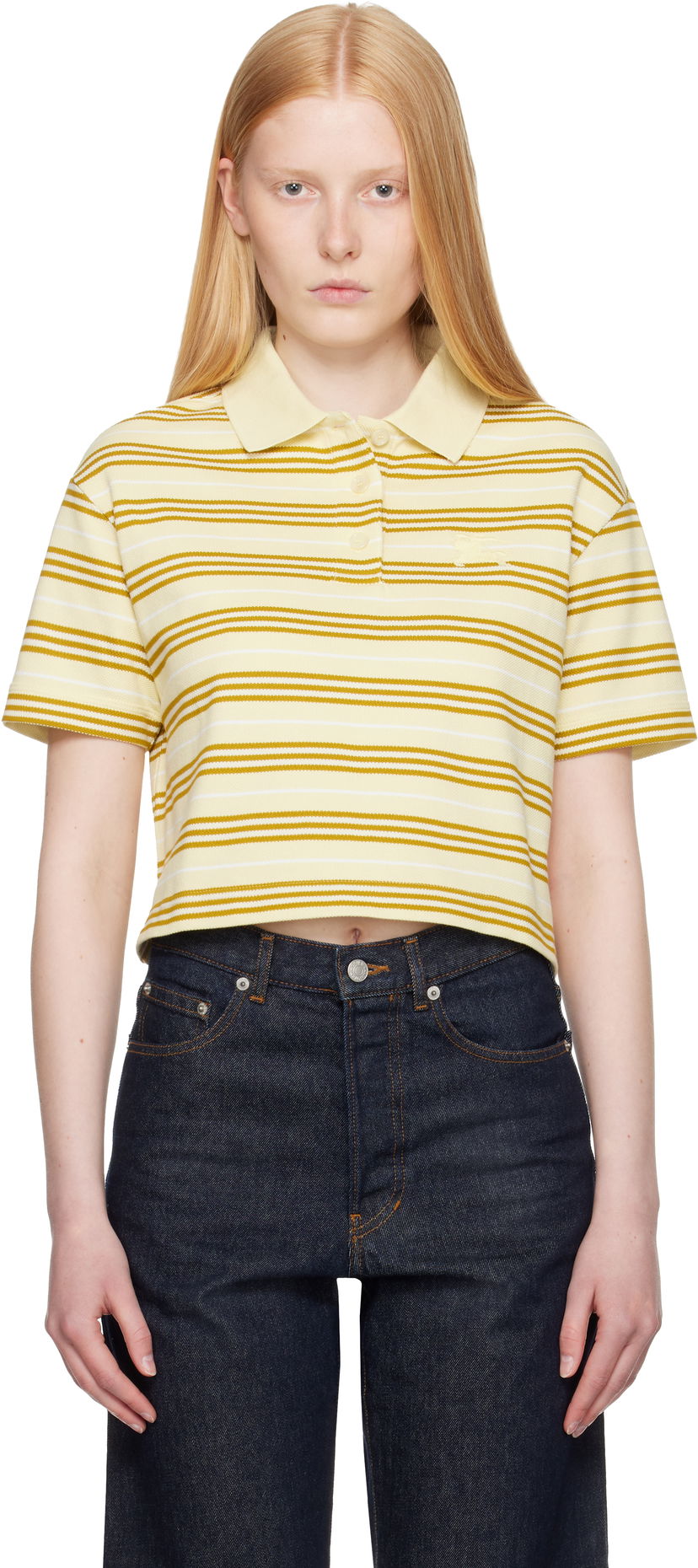 Сорочка поло Burberry Burberry Cropped Striped Polo Жовтий | 8106271