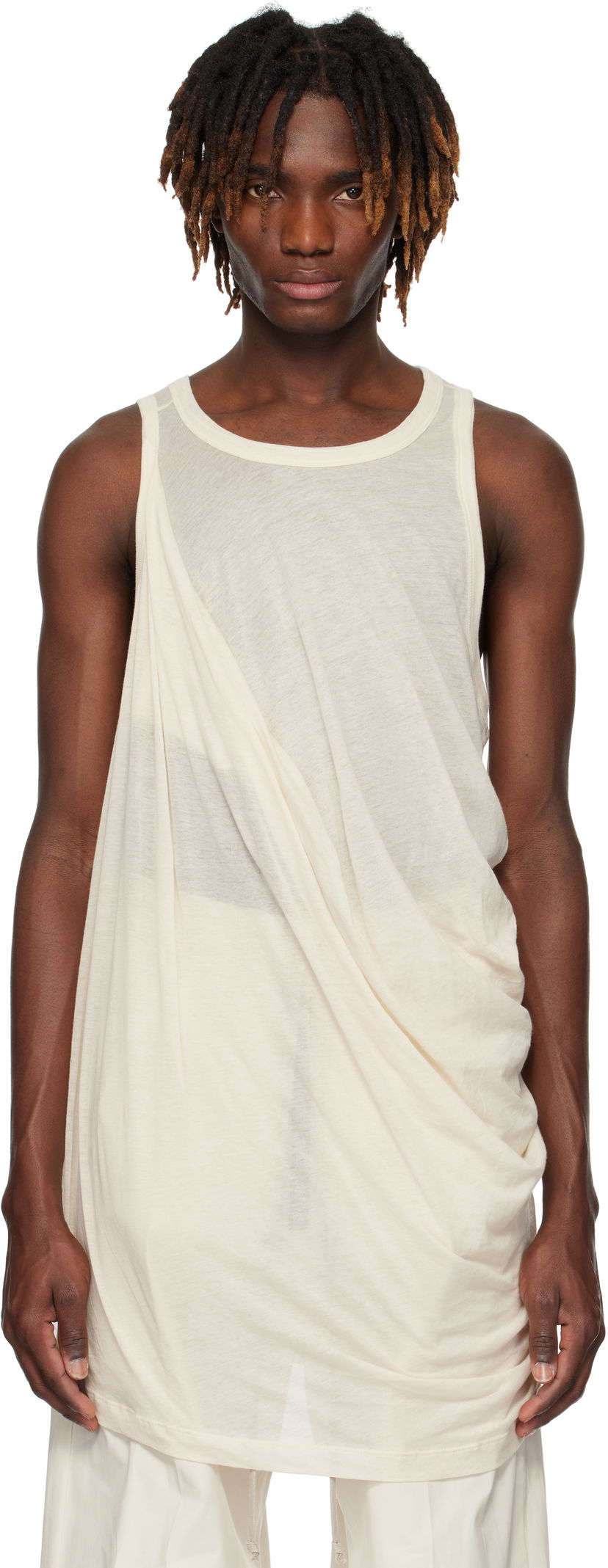 Безрукавка Rick Owens Rick Owens Hollywood Anthem Draped Tank Top білий | RU01E5152 UC