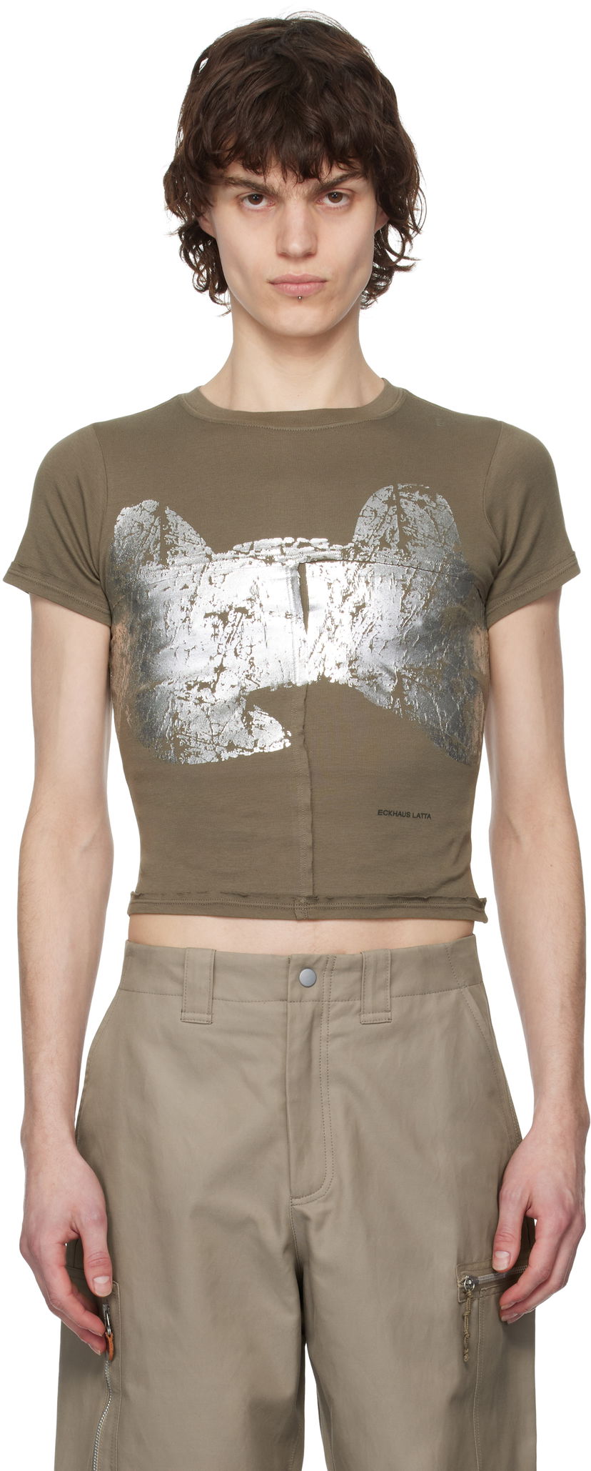 Кроп-топи Eckhaus Latta Eckhaus Latta Lapped Baby T-Shirt Зелений | 303-EL-PS25-R - REFLECTOR