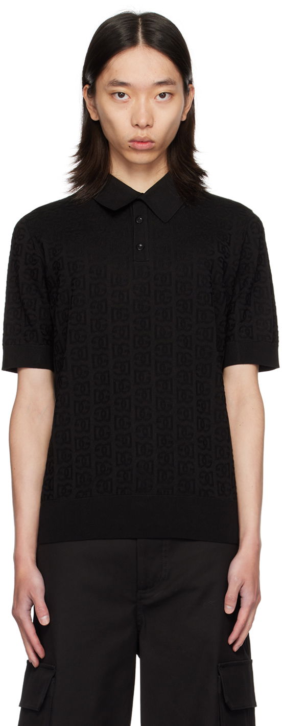Сорочка поло Dolce & Gabbana Dolce&Gabbana Logo Jacquard Polo чорний | GXZ15TJBSKE