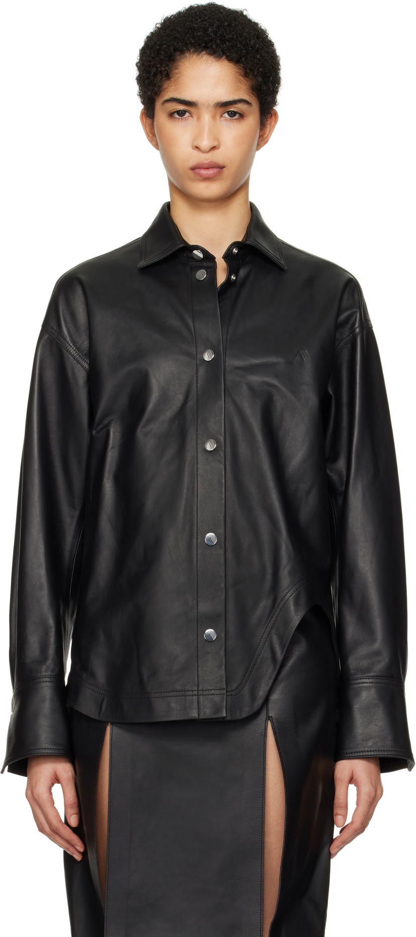 Сорочка The Attico Attico Eliza Leather Shirt чорний | 250WCB00074 LBT129AA