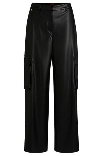 Штани карго BOSS Loose Fit Faux Leather Cargo Trousers чорний | 50534209
