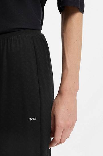 піжами BOSS Monogram-print pyjama bottoms with logo plate чорний | 50550711, 1