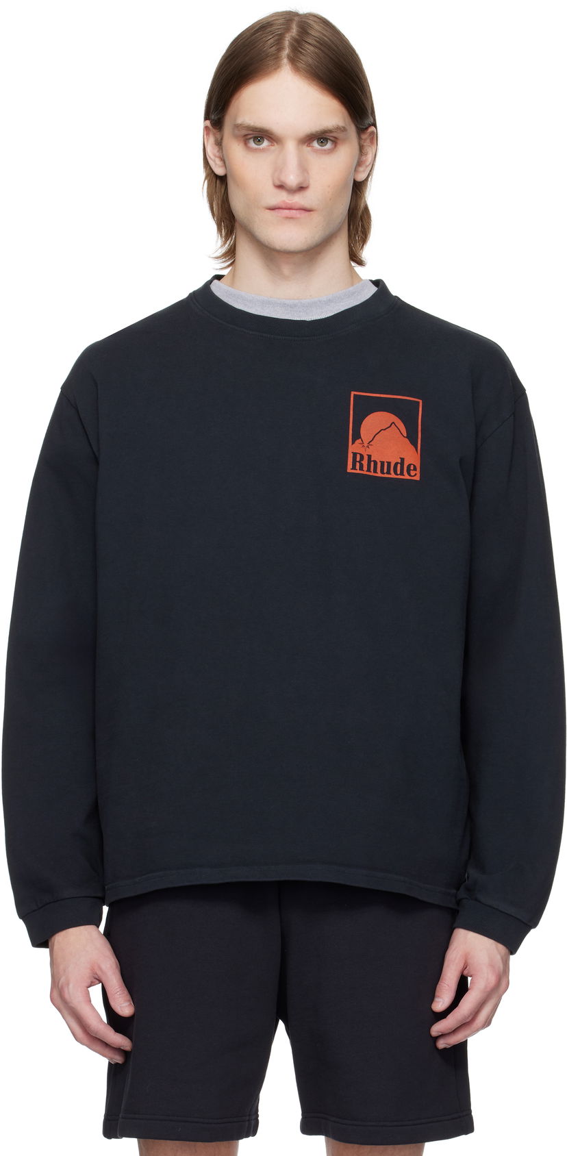 Cветр Rhude Rhude Moonlight Badge Long Sleeve T-Shirt чорний | RHSS25TT16012