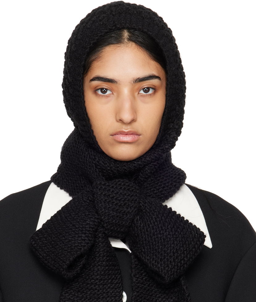 Шарф SHUSHU/TONG SHUSHU/TONG Knit Bowknot Hooded Scarf чорний | MWDCAC05 ACR001
