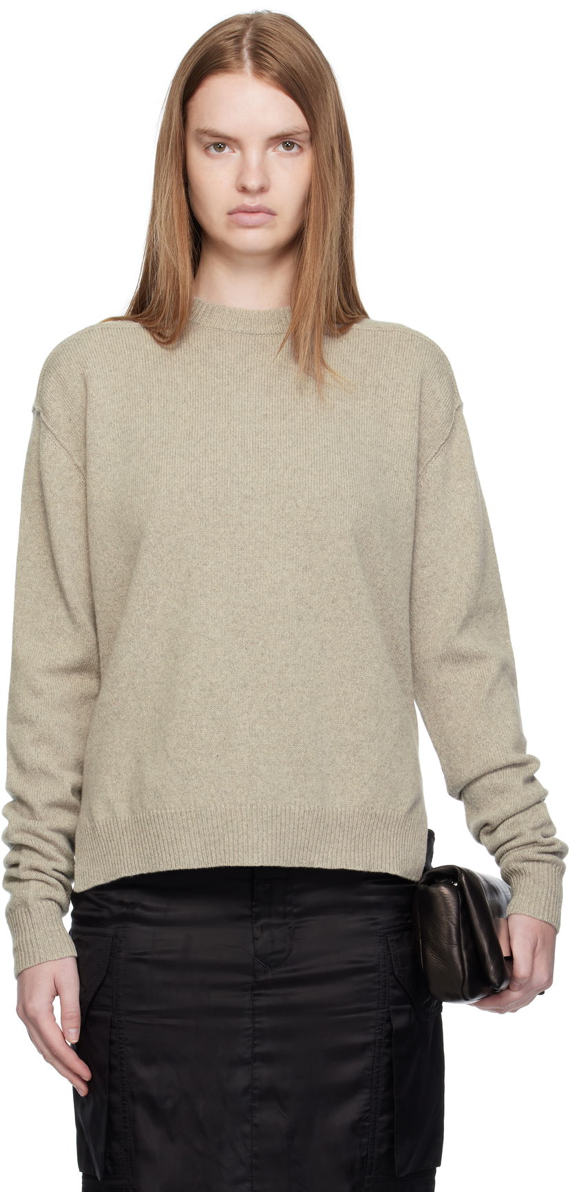 Cветр Rick Owens Rick Owens Concordians Round Neck Sweater бежевий | RP02E4679 WSBR