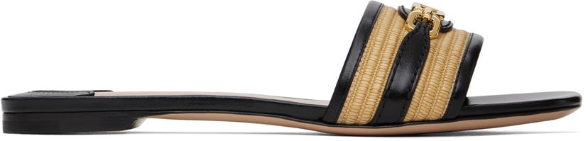 Аксесуари Tom Ford TOM FORD Raffia Calfskin Slide Sandals чорний | W3523-TRA004G