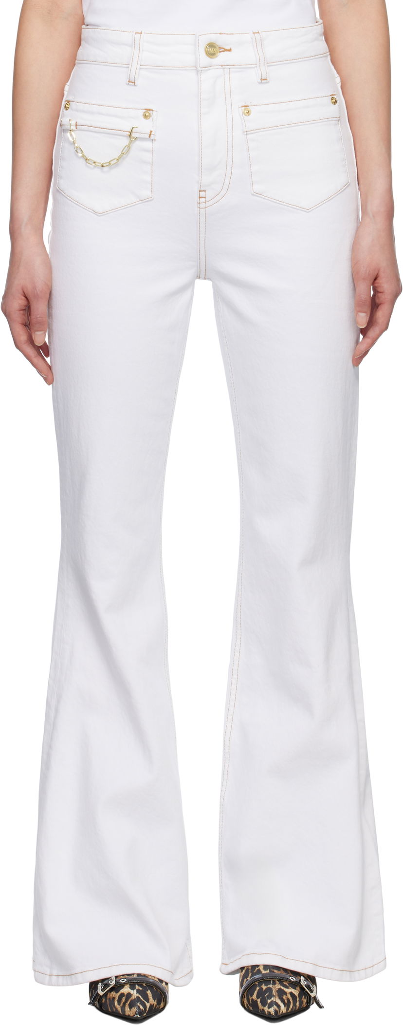 Джинси GANNI GANNI Goddi HW Flare Jeans білий | J1659