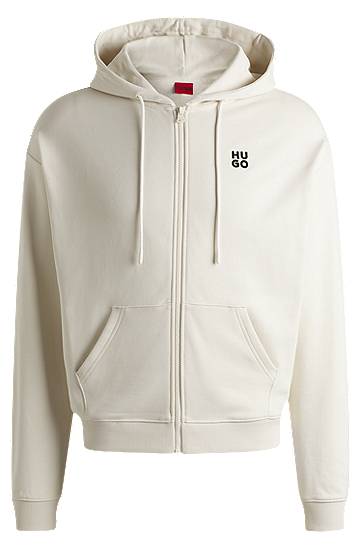 Світшоти BOSS HUGO Zip-Up Hoodie with Stacked Logo білий | 50535240