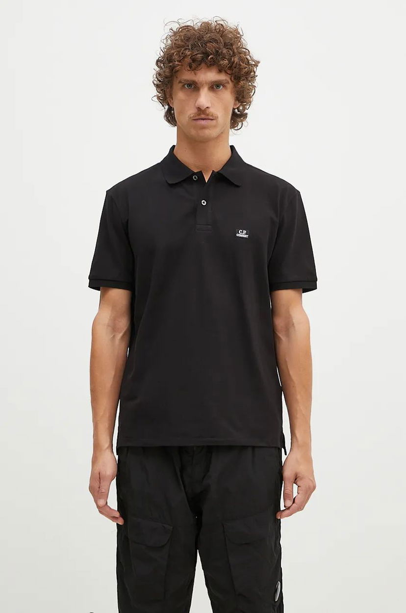 Сорочка поло C.P. Company Stretch Piquet Logo Polo Shirt чорний | 17CMPL065A005263W