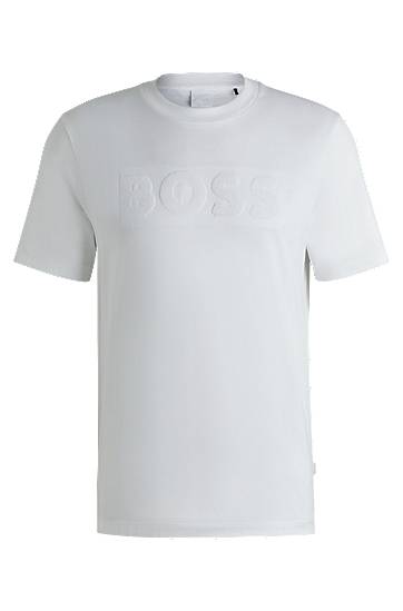 Футболка BOSS BOSS Cotton-Jersey T-Shirt with Embossed Logo білий | 50536796
