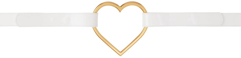Ремені Blumarine Heart Buckle Leather Belt білий | P322W145A