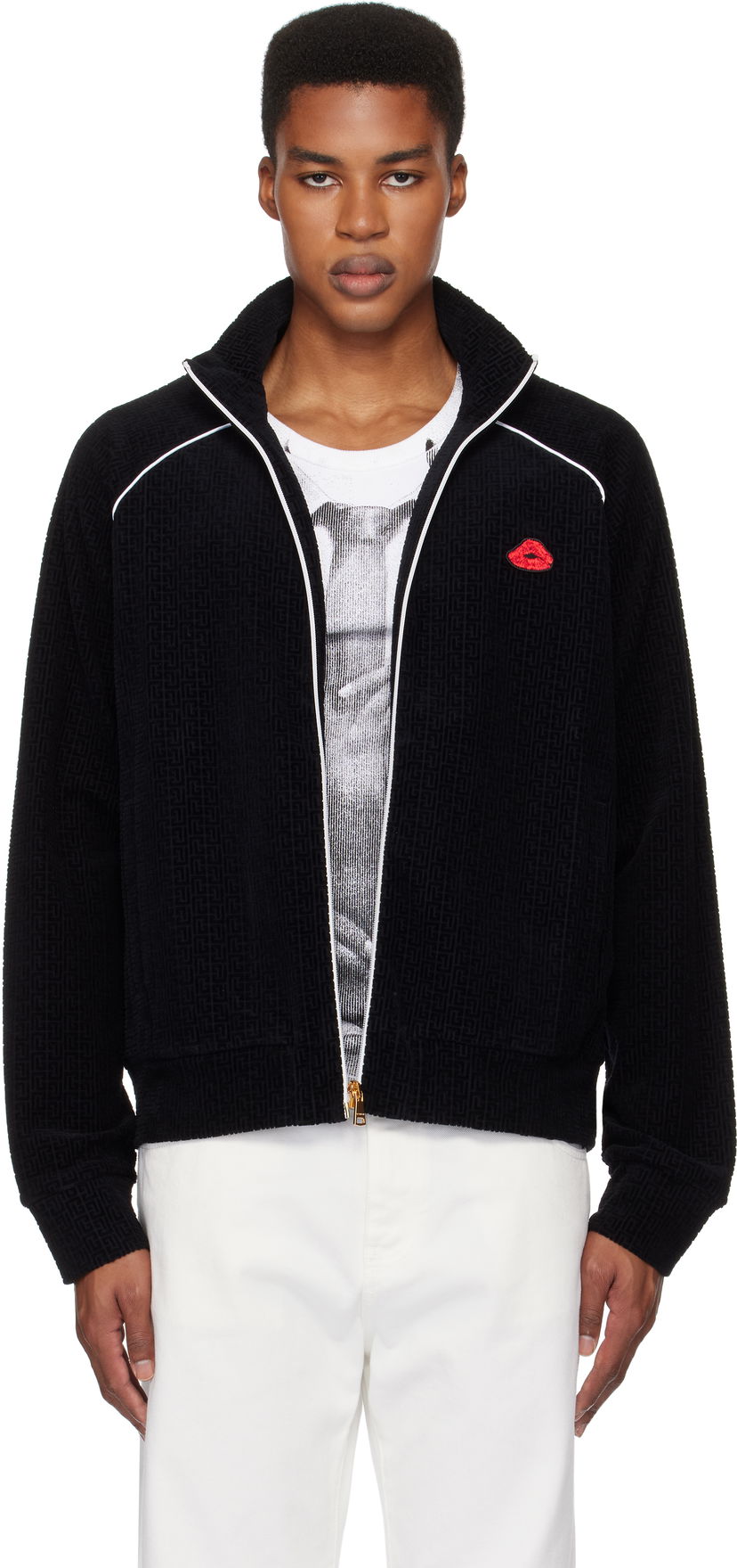 Куртка Balmain Monogram Kiss Track Jacket чорний | DH0TF430JI39