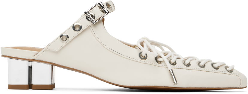 Кросівки та взуття GANNI GANNI Lace-Up Mules білий | S2966