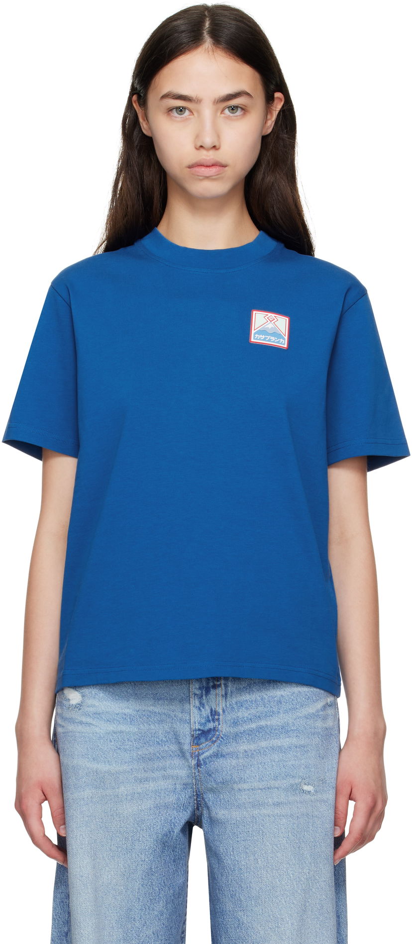Футболка Casablanca Casablanca Mount Fuji Rubber Patch T-Shirt Синій | WPF25-JTS-046-04