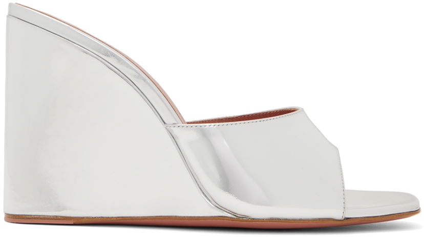 Аксесуари Amina Muaddi Amina Muaddi Lupita Wedge Heeled Sandals Металік | LUPITA WEDGE WEDGE MIRROR