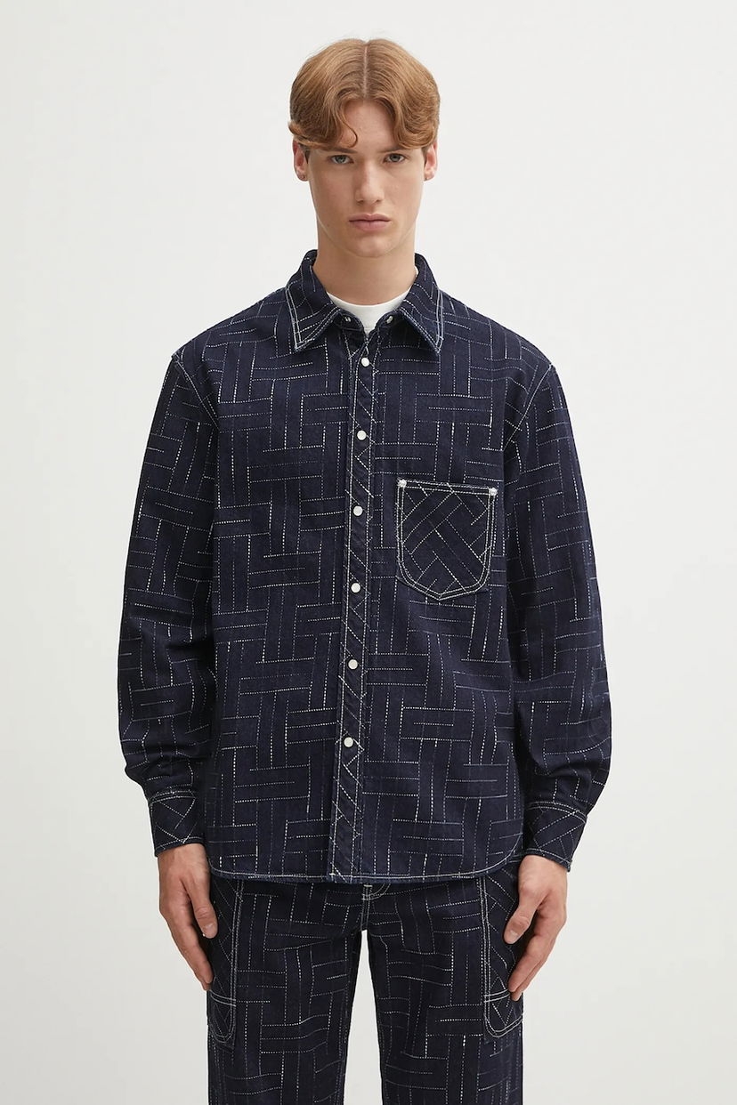 Сорочка KENZO Weave Casual Relaxed Fit Denim Shirt with Classic Collar Різнокольоровий | FF65DC4226V1