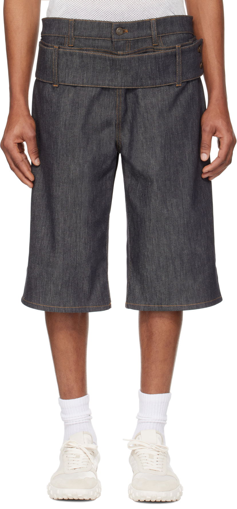Шорти Courrèges Courrèges Double Belted Denim Shorts Синій | 125DSH050DE0035