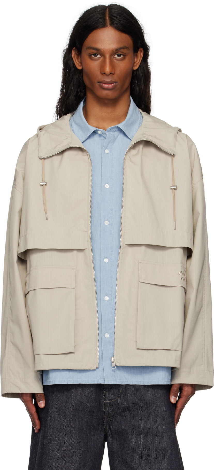 Вітровка MAISON KITSUNÉ Maison Kitsuné Hooded Windbreaker Jacket бежевий | OM02113WW9056