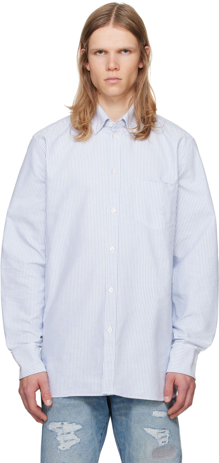 Сорочка Golden Goose Narrow Stripes Shirt Синій | GMP00246.P000548.80197