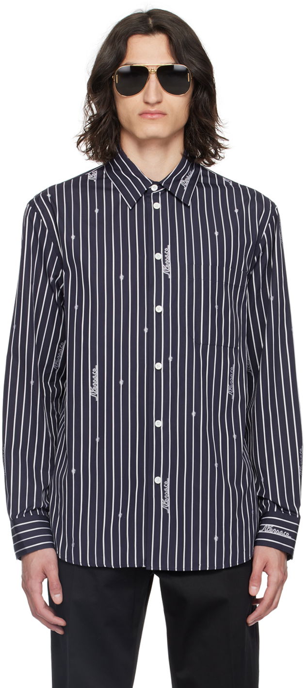 Сорочка Versace Navy Nautical Stripe Shirt темно-синій | 1013870_1A09745