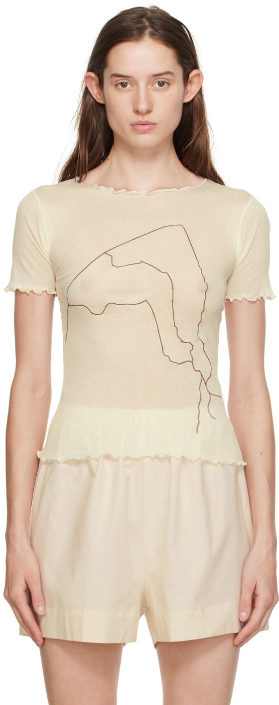 Футболка Baserange Baserange Aroostook Lettuce Edge T-Shirt бежевий | TOAR-CG-000
