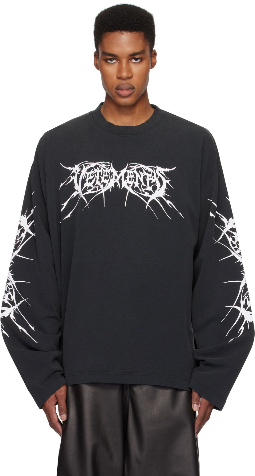 Футболка VETEMENTS Metal Long Sleeve T-Shirt чорний | UA66LS610BW