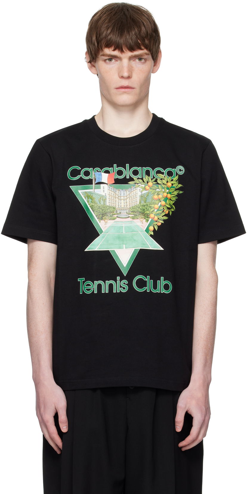 Футболка Casablanca Casablanca 'Tennis Club' Icon Short-Sleeve T-Shirt чорний | MPF25-JTS-001-21-EX-FLANNELS