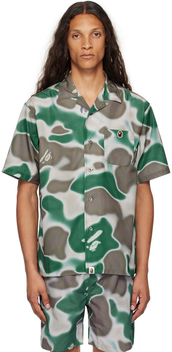 Сорочка BAPE BAPE Green & Gray Liquid Camo One Point Shirt Зелений | 001SRK301004M
