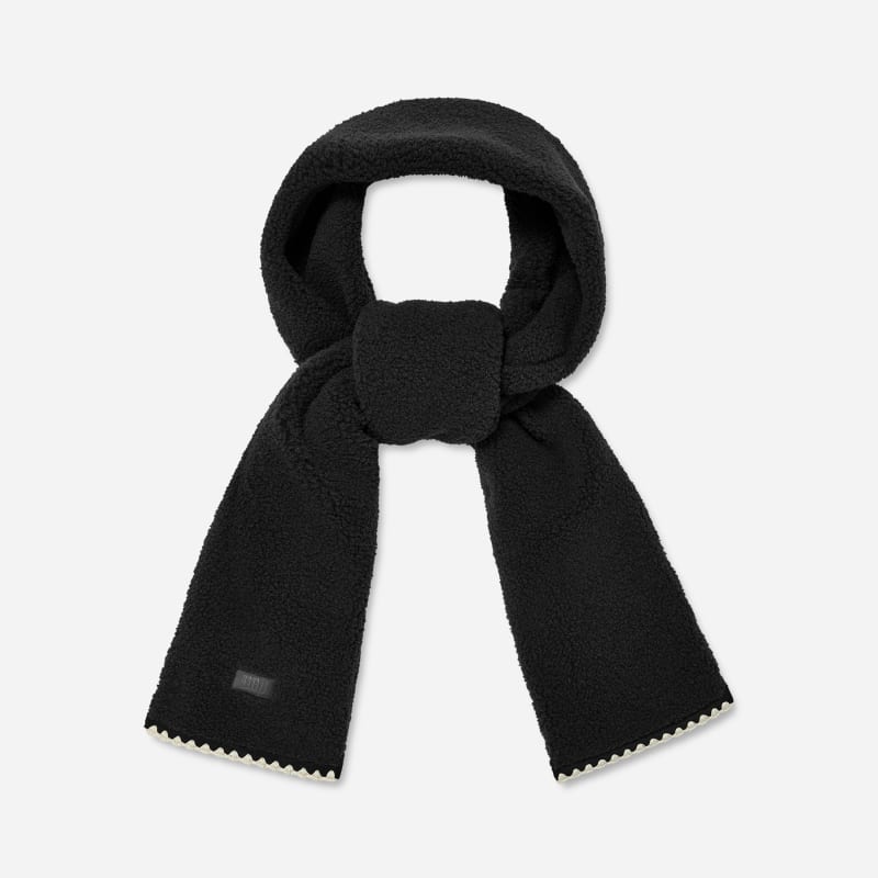 Шарф UGG Fleece Scarf with Scalloped Trim чорний | 101021-BLK