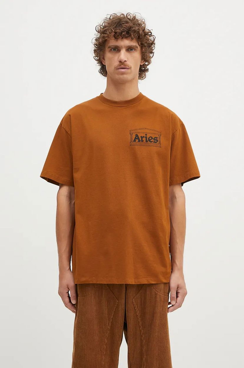 Футболка Aries Temple SS Tee T-Shirt Коричневий | AR6000002