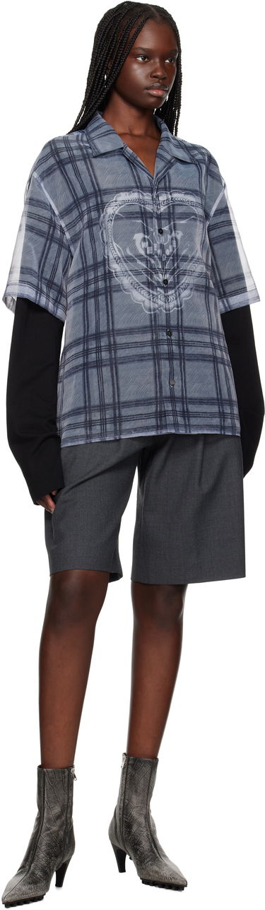 Сорочка We11done We11done Heart Layered Check Pattern Shirt Сірий | WD-SH1-25-176-U-GY, 3
