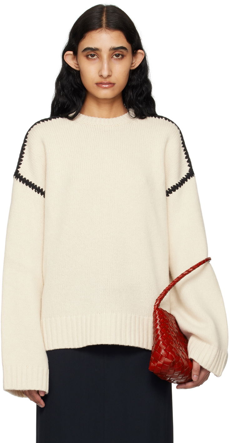 Cветр TOTEME Embroidered Sweater білий | 241-WRT1025-YA0004